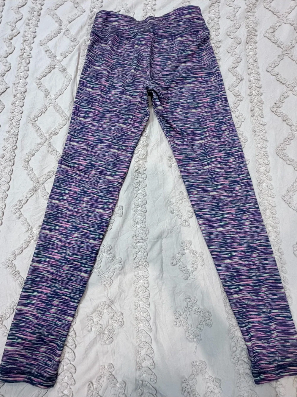 Justice Purple Space-Dye Leggings with Pink & Blue Streaks